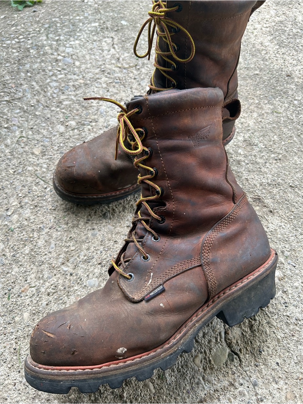 Red wing Brown Leather Lace-Up Men's Work Boots steel toe sz 12 EE